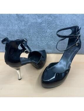 Westies Black Chrome Ankle Strap Pumps